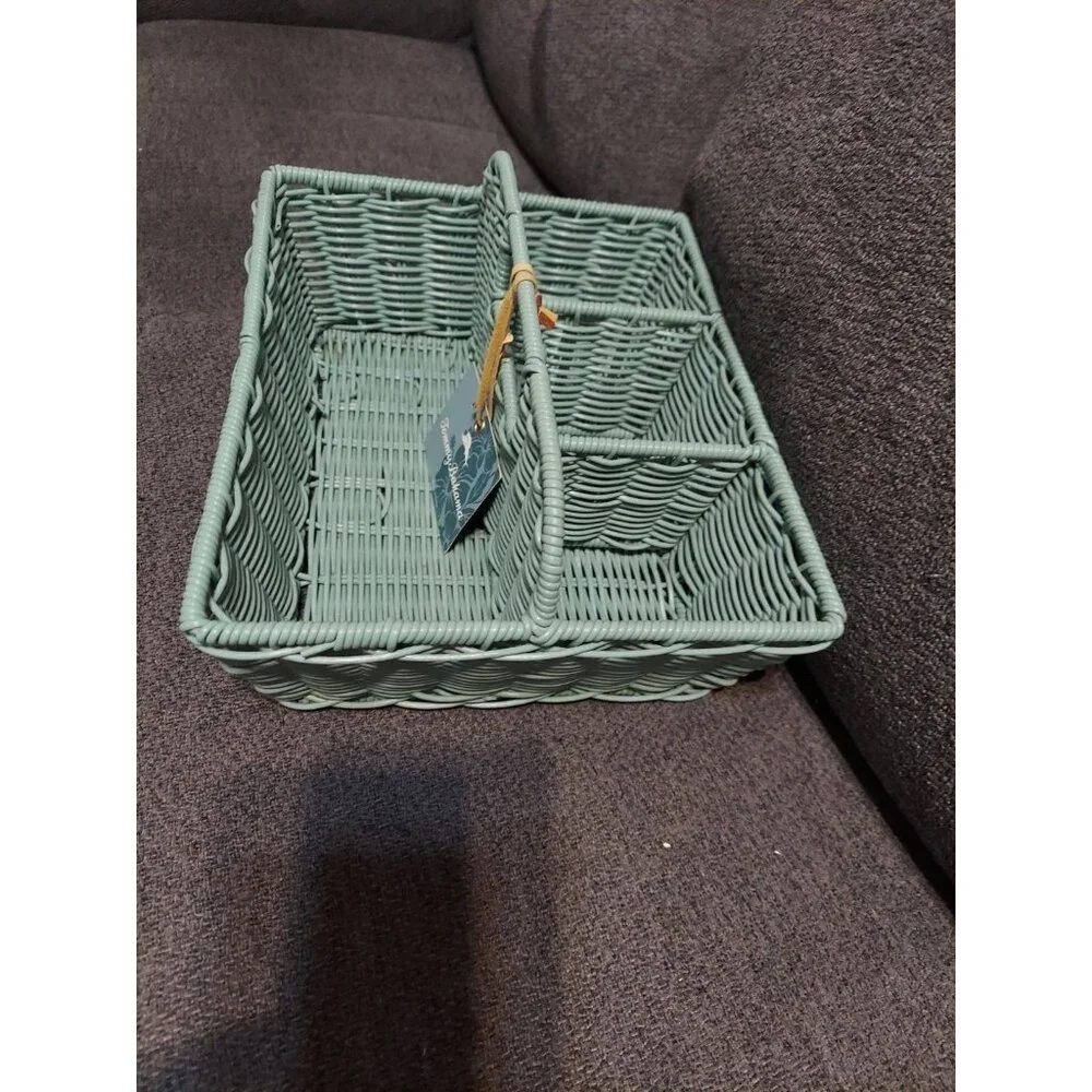 Tommy Bahama Turquoise Wicker Basket Picnic Wine‎ Home Decorations